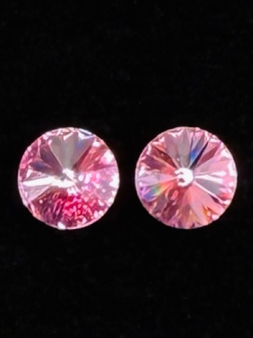 Vintage Lightweight pink reflective bling pierced earrings